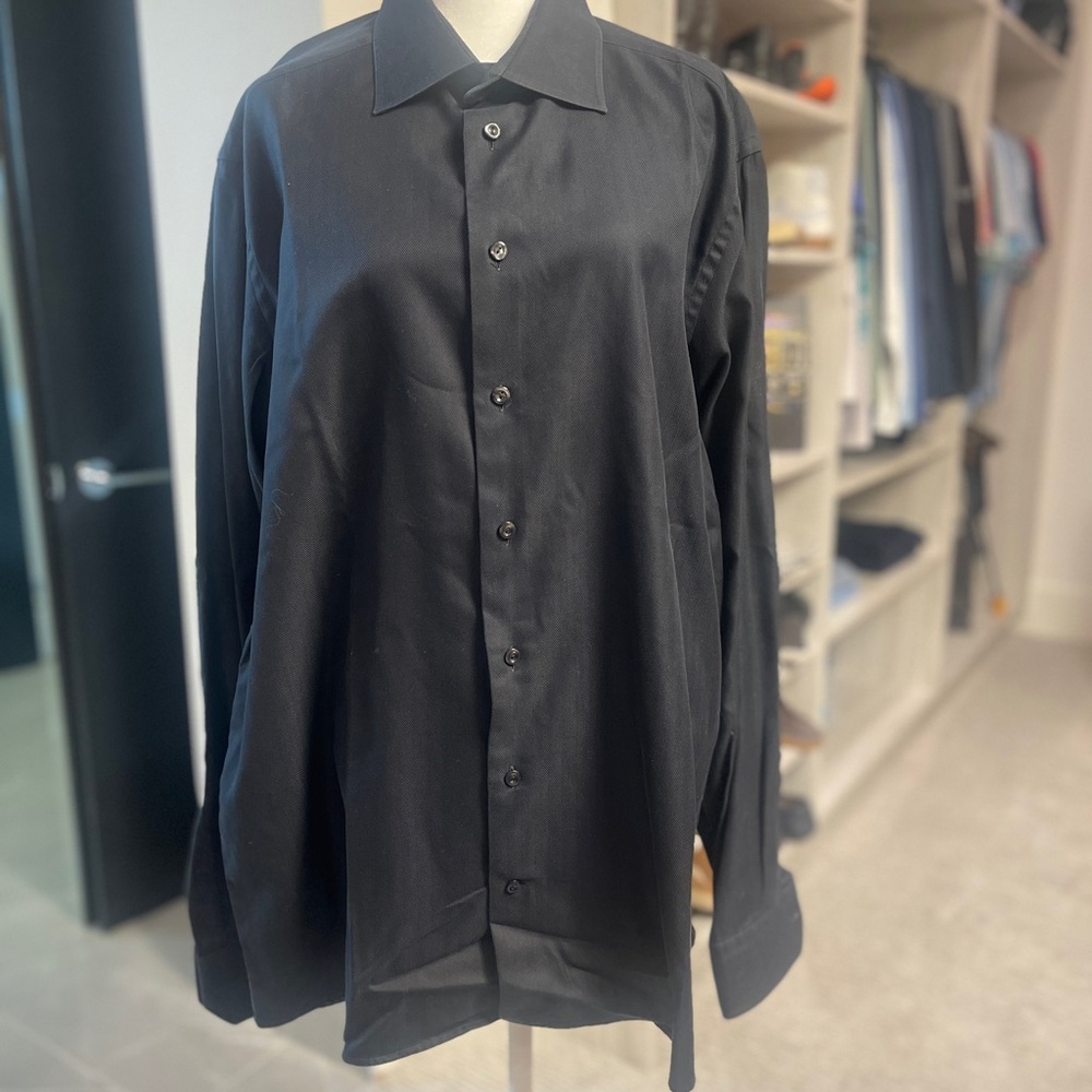 Eton Black Dress Shirt with Subtle Texture